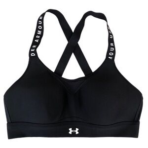Under Armour Black White Infinity Cross-Back Padded Fitted Support Sport BraM